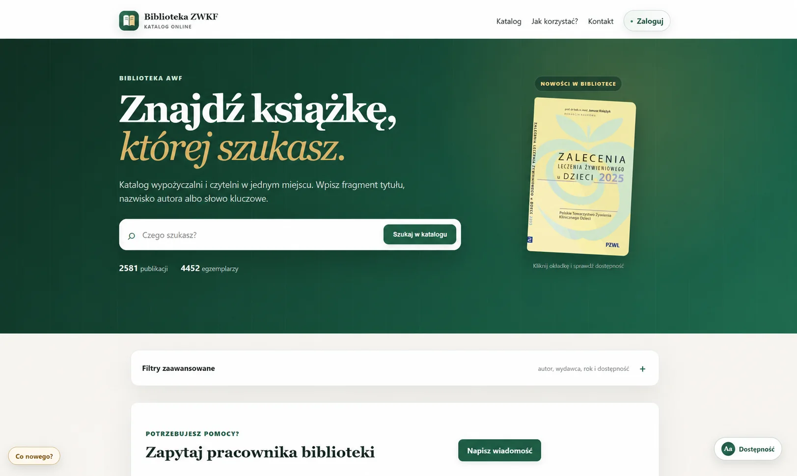 Strona główna katalogu Biblioteki ZWKF